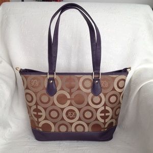 purple/brown tote bag